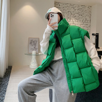 Three Sons冬季新款立体编织时尚个性方块潮流保暖马甲2023韩版宽松百搭女士