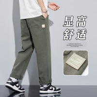 Ceba 军绿色男士休闲裤夏季薄款宽松阔腿长裤男款时尚舒适直筒显高男裤