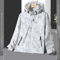 冲锋衣男春秋季薄款2023新款枫叶印花防风防水户外徒步登山外套女