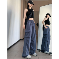 Ceba 灰色工装裤女2023新款夏季薄款宽松阔腿裤美式速干夏天登山运动裤