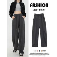 Ceba 香蕉裤阔腿裤女新款休闲裤子小个子春装直筒宽松美式灰色运动裤女