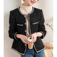 小香风撞色百搭黑色上衣2023年秋季新款气质优雅时尚精致外套女式