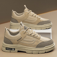 秋季上新男士马丁鞋皮革拼接复古风厚底增高休闲鞋低帮运动潮男鞋
