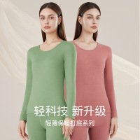 [包边阳离子]秋冬季保暖内衣女士圆领磨毛保暖套装修身秋衣秋裤