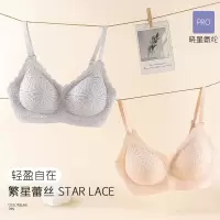 [Pro繁星]秋冬新款小胸固定杯法式蕾丝文胸聚拢无痕内衣女薄款