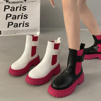 Three Sons英伦休闲显瘦复古英伦风厚底马丁靴女2023新款秋季超火小个子短靴