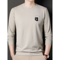 2023秋季新款男士长袖T恤中青年韩版休闲舒适蜂网格圆领印花卫衣