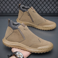 2023秋季新款休闲马丁靴男款侧拉链男靴防水工作鞋潮流皮短靴