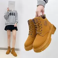 情侣款马丁靴2023秋季复古工装女靴短靴子ins厚底大黄靴子女MDX01