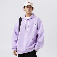 2023年秋冬新款百搭薰衣草紫卫衣男士高级感袋鼠兜舒适连帽上衣男