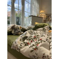 ins秋日海棠 美式田园风100全棉四件套柔软纯棉床上用品被套1.5m
