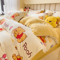 迪士尼牛奶绒四件套卡通珊瑚绒床单被套南通法兰绒床上三件套床笠