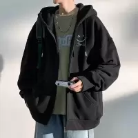 笑脸卫衣男秋季新款潮流宽松型拉链开衫个性连帽长袖外套