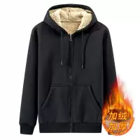 羊羔绒拉链卫衣男士秋冬季加厚保暖韩版大码连帽开衫外套