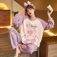 2023年新款韩版睡衣女春秋季棉质休闲长袖宽松套头女士家居服套装