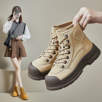 ins潮马丁靴女2023秋季新款英伦厚底增高学生短靴系带机车靴GT-05