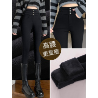 加绒黑色打底裤女秋冬外穿高腰小黑裤冬季加厚保暖铅笔小脚魔术裤