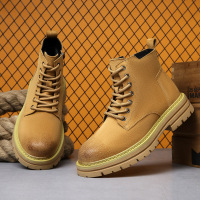 美式复古马丁靴男2023新款秋冬真皮英伦风工装靴男款厚底翻毛皮鞋