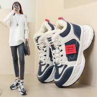 韩版老爹鞋女2023冬季加绒保暖高帮ins潮学生休闲运动棉鞋女Q602