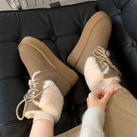 保暖厚底网红棕色东北厚底保暖雪地靴女2023新款冬季加绒加厚棉鞋