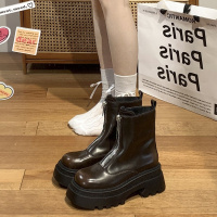 复古机车显瘦英伦风增高厚底马丁靴女2023新款秋季小个子粗跟短靴