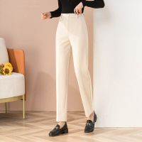 拉毛加厚呢子裤冬季新款高腰休闲直筒裤女烟管裤美拉德西裤8046