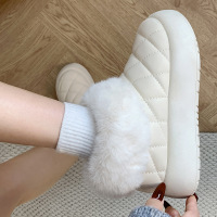 保暖东北防滑白色厚底雪地靴女款冬季2023新款一脚蹬加绒加厚棉鞋