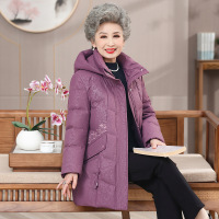 加大加奶装高龄老年人羽绒服外套中长款老年装80岁白鸭绒女款