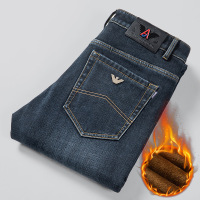 加绒加厚冬季保暖男士牛仔裤直筒宽松大码速卖通跨境专供国际品牌