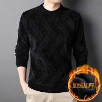 2023冬季新品雪尼尔男 加厚毛衣男士圆领保暖加绒针织打底衫上衣