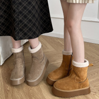 保暖棕色防滑厚底雪地靴女2023新款冬季外穿东北加绒加厚棉鞋