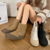 白色保暖皮毛一体厚底雪地靴女款2023新款冬季防滑加绒加厚棉鞋子