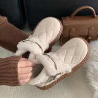 厚底简约白色防滑厚底雪地靴女款冬季2023新款加绒加厚保暖棉鞋子