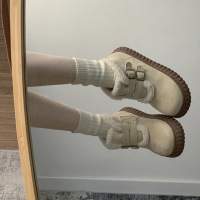 复古百搭简约舒适棉鞋女2023新秋冬加厚防寒保暖厚底小个子雪地靴