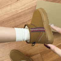 网红防滑保暖厚底雪地靴女款2023新款冬季外穿加绒加厚一脚蹬棉鞋