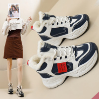 高帮鞋女2023冬季新款加绒百搭学生棉鞋雪地靴松糕休闲老爹鞋Q602