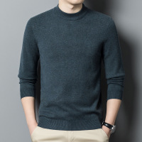 秋冬新款针织衫男士纯色休闲半高领毛衣中青年打底针织衫