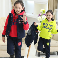 韩版童装秋冬装儿童男女孩套装2023新款学校服装中大童加厚三件套