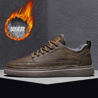 2023秋冬新款超纤加绒保暖低帮板鞋复古户外雪地男士防寒运动鞋