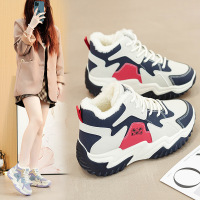 2023冬季新款学生ins保暖运动鞋女加绒高帮老爹鞋增高棉鞋NK802-1