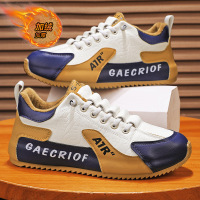 冬季加绒保暖阿甘鞋新款男士日常休闲鞋皮面包底字母松紧带男鞋