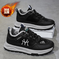 男士休闲运动鞋厚底低帮加绒加厚冬季棉鞋户外跑鞋超纤鞋面男鞋