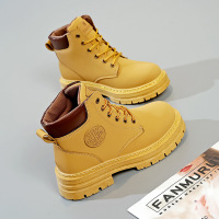 英伦厚底马丁靴大头短靴系带复古女靴子工装靴大黄靴休闲鞋MDX01