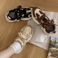 巴黎黑色显脚小百搭厚底老爹鞋女款2023新款秋冬款轻便运动鞋