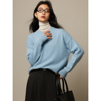 云朵软糯 浣熊绒羊毛毛衣女2023秋冬新款落肩袖圆领针织衫上衣女