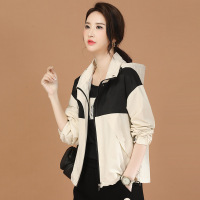 设计感撞色连帽休闲外套女百搭夹克户外冲锋衣防寒防风衣春D0656