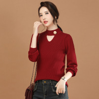 圣诞战衣 泡泡袖镂空红色毛衣女2024春季新款针织衫设计感SW0108