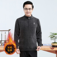 冬季新款加绒加厚半高领保暖真口袋针织衫商务拉链雪尼时尚打底衫
