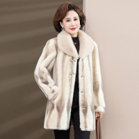 中年妈妈装保暖外套夹棉加厚女装中老年人大衣仿貂绒仿皮草女士冬
