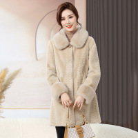 长款仿皮草中年妈妈外套冬装保暖大衣时尚成熟女性妈妈装皮毛一体